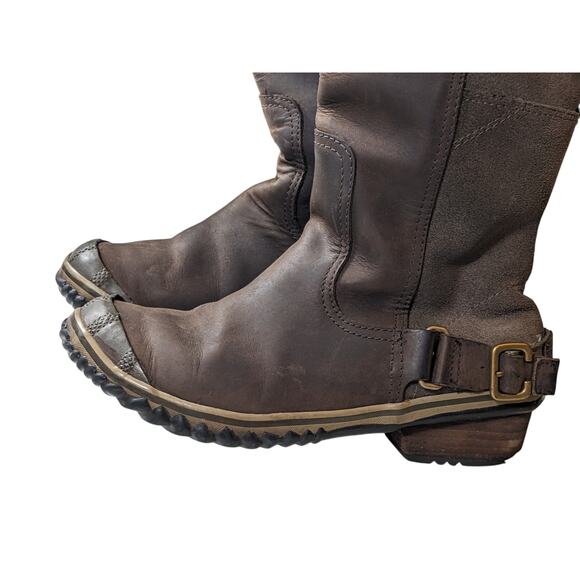 Sorel Boots Womens 6.5 Leather Slimpack Riding Snow Winter Tall Cozy NL2108-326 - Picture 7 of 11